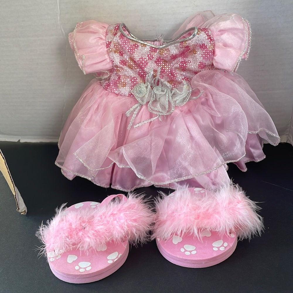 Build a Bear dress pink with shoes